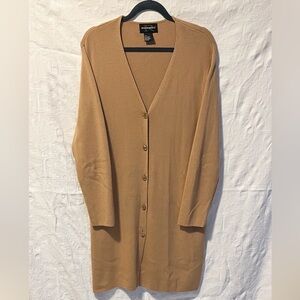 Requirements Long-Line Button-Down V-Neck Cardigan, Size L